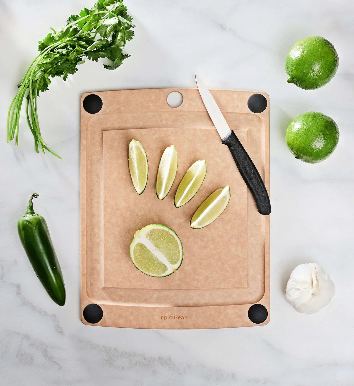 Epicurean All-in-One Series Cutting Board, Natural/Black feet, Multiple Sizes